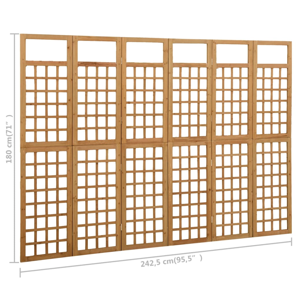 Kamerscherm/Trellis Met 6 Panelen Vurenhout 242,5 x 180 cm Bruin