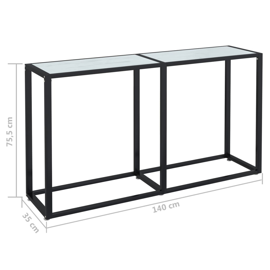 Wandtafel 140X35X75,5 Cm Gehard Glas Witmarmerkleurig Wit marmer