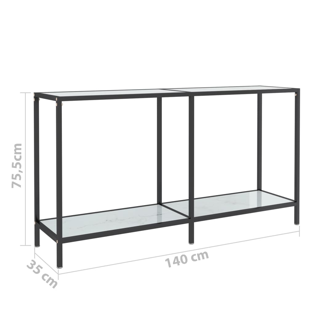 Wandtafel 140x35x75,5 cm gehard glas wit