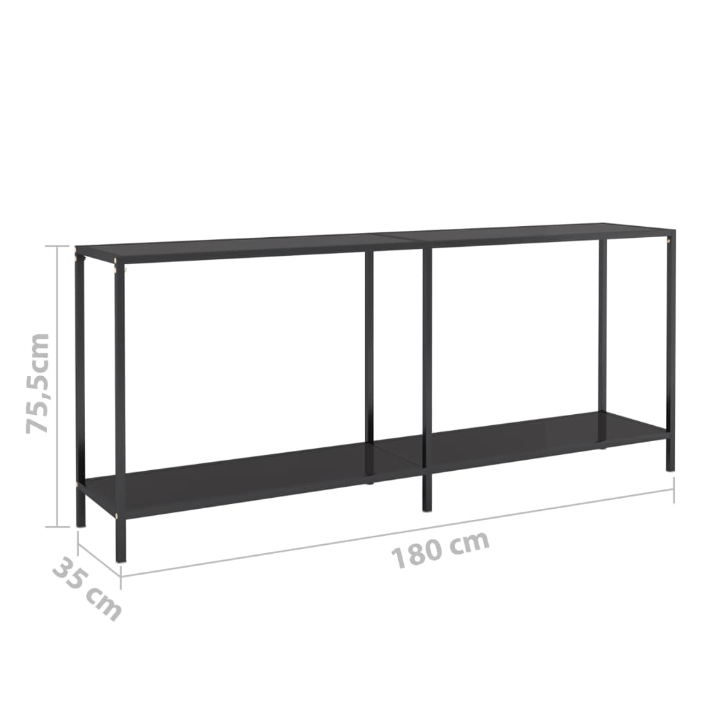 Wandtafel 180x35x75,5 cm gehard glas zwart