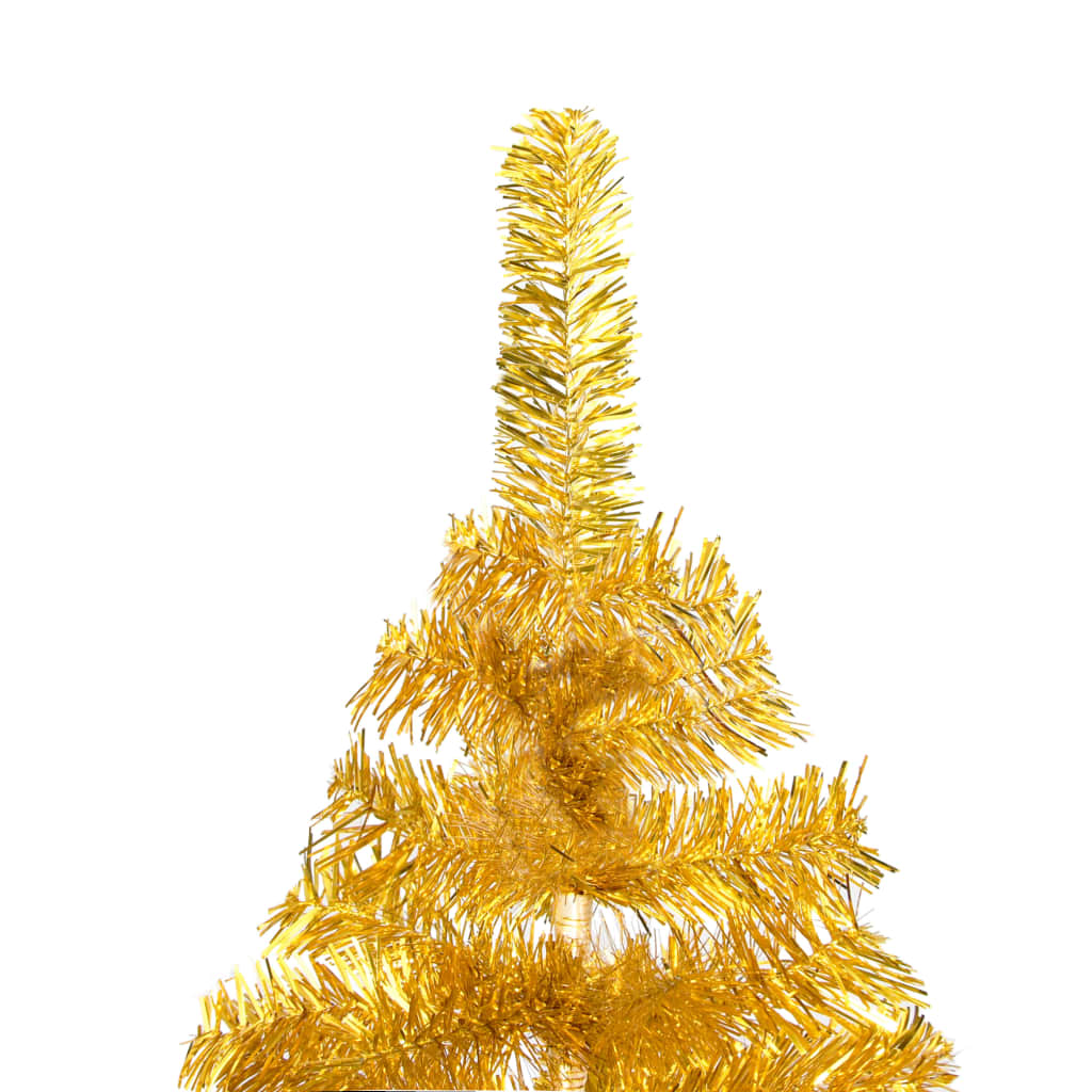 Kunstkerstboom met verlichting en kerstballen 180 cm PET goud