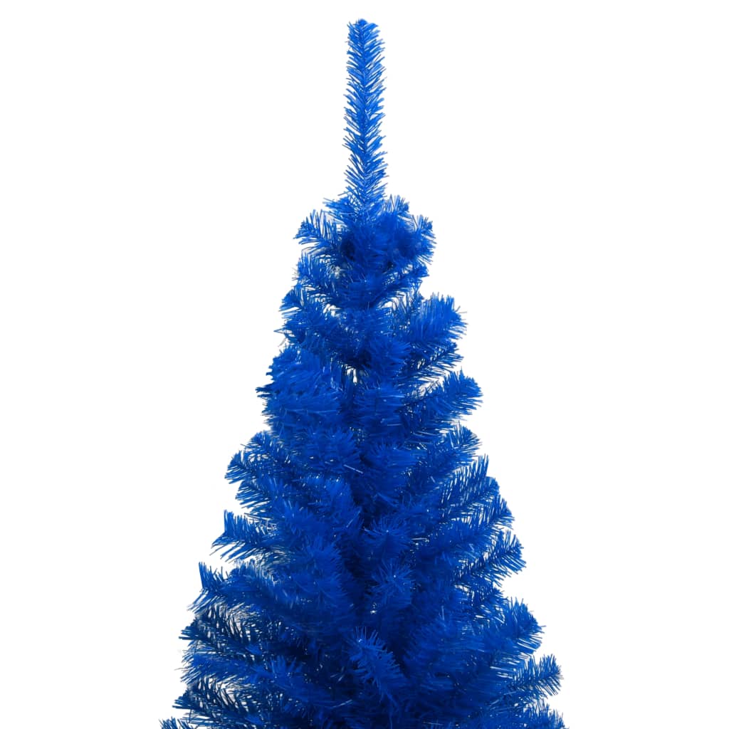 Kunstkerstboom Met Led's En Kerstballen 150 Cm Pvc Blauw 150 x 75 cm Blauw en grijs