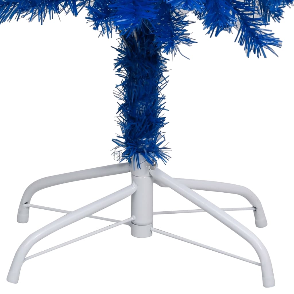 Kunstkerstboom Met Led's En Kerstballen 150 Cm Pvc Blauw 150 x 75 cm Blauw en grijs