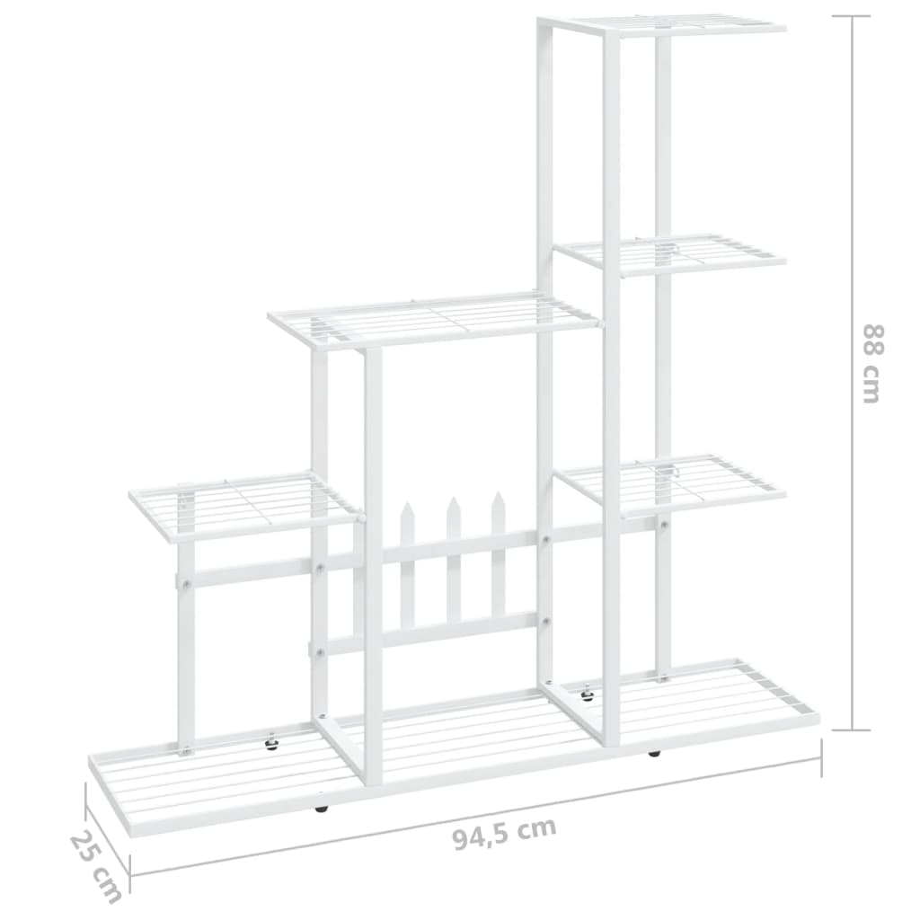 Bloemenstandaard 94,5X25X88 Cm Metaal Wit 94.5 x 25 x 88 cm Zonder wiel