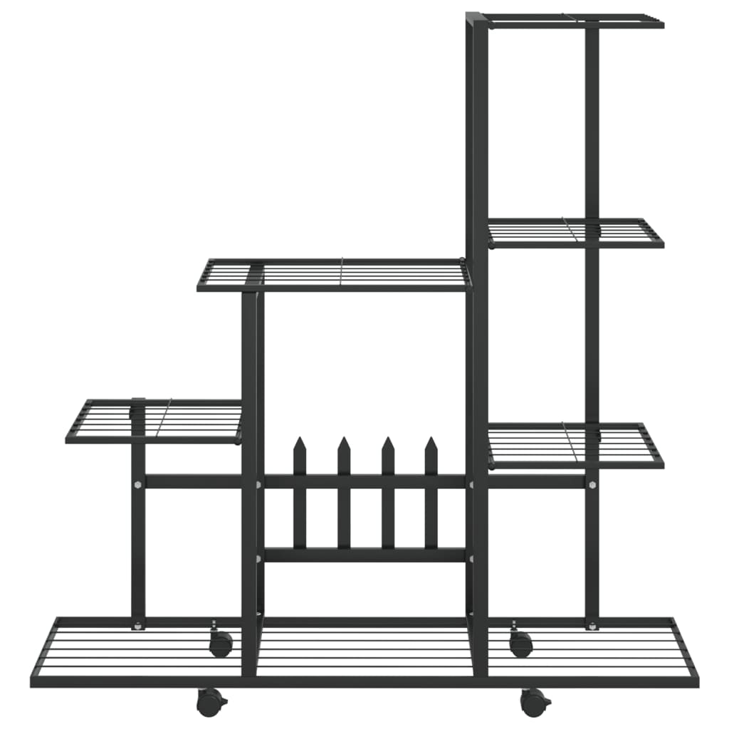 Bloemenstandaard En 94,5X25X92,5 Cm Metaal Zwart 94.5 x 25 x 92.5 cm Met wiel