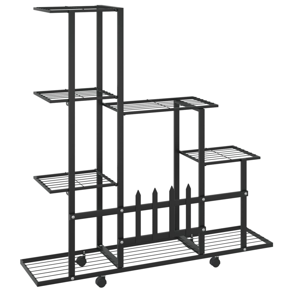 Bloemenstandaard En 94,5X25X92,5 Cm Metaal Zwart 94.5 x 25 x 92.5 cm Met wiel