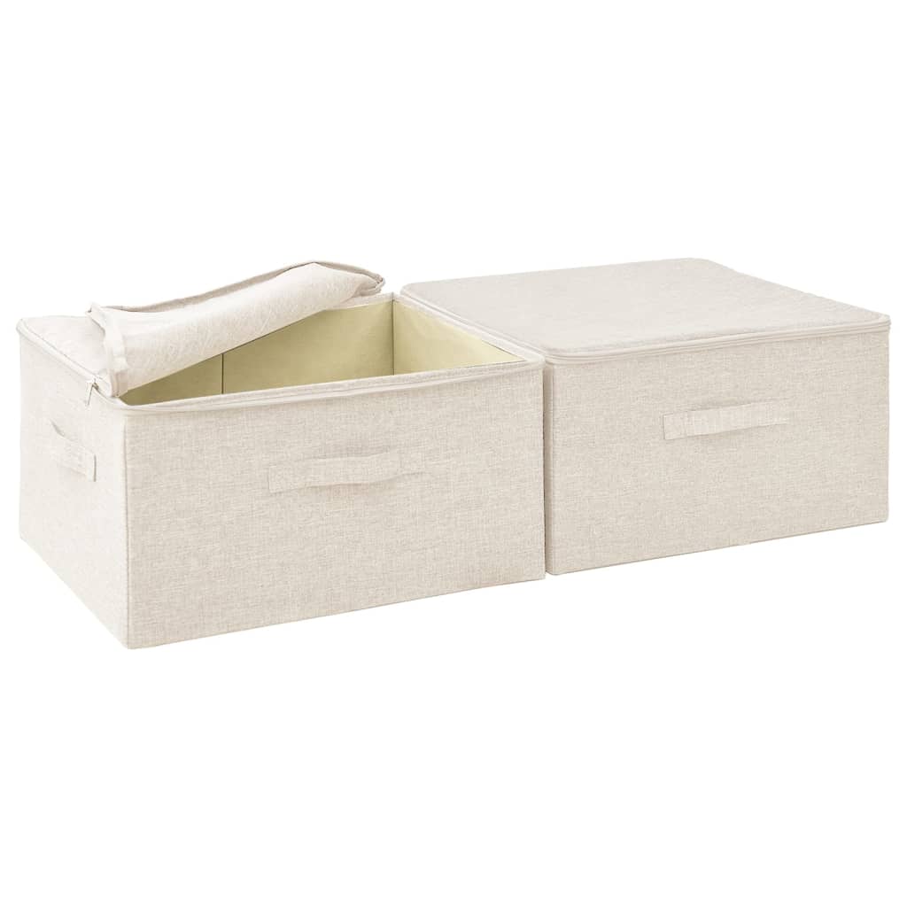 Opbergboxen 2 st 43x34x23 cm stof crèmekleurig