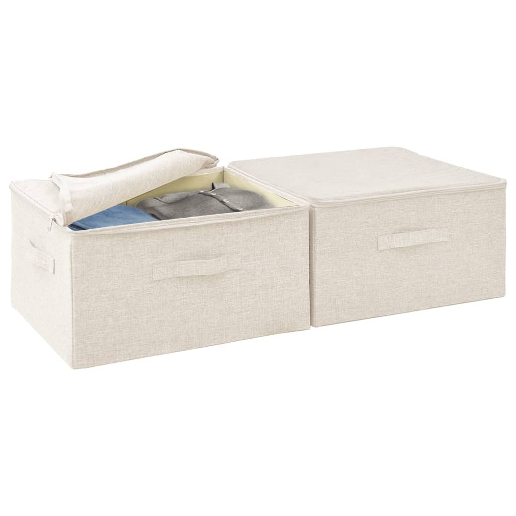 Opbergboxen 2 st 43x34x23 cm stof crèmekleurig