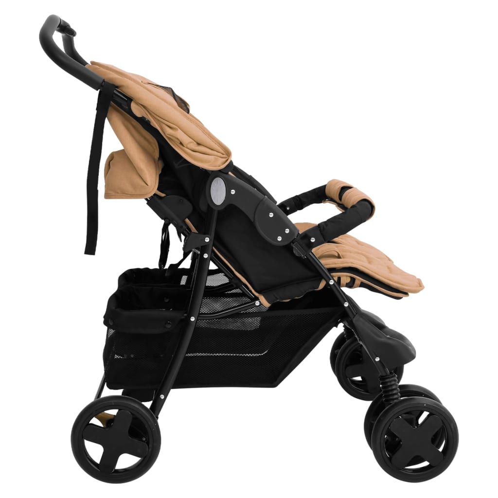 Tweelingkinderwagen staal taupe