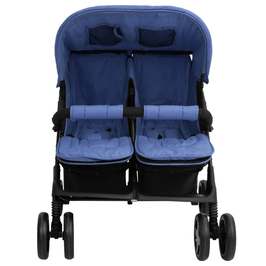 Tweelingkinderwagen staal marineblauw