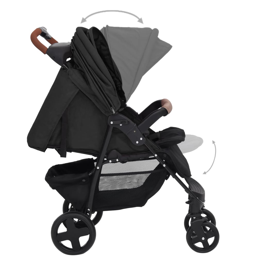 Kinderwagen 2-in-1 staal antracietkleurig