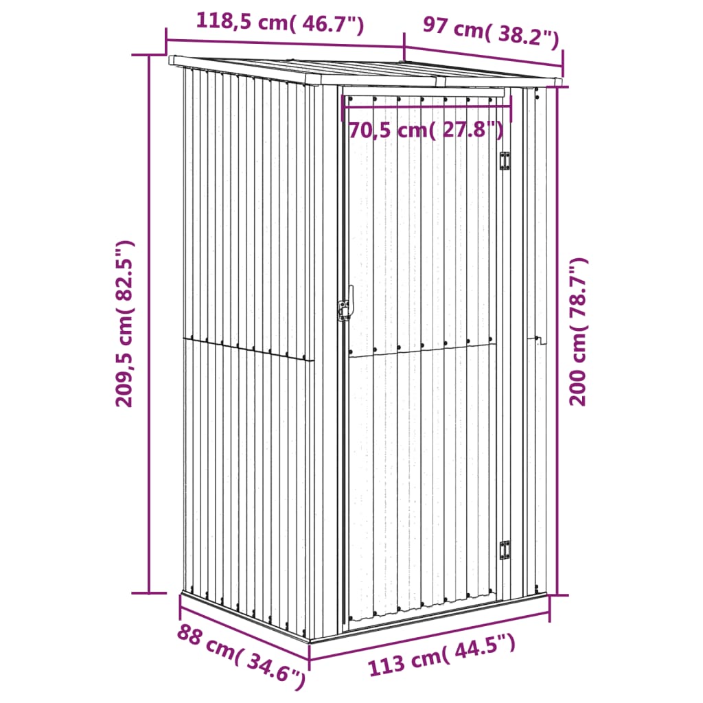 Tuinschuur 118,5x97x209,5 cm gegalvaniseerd staal groen