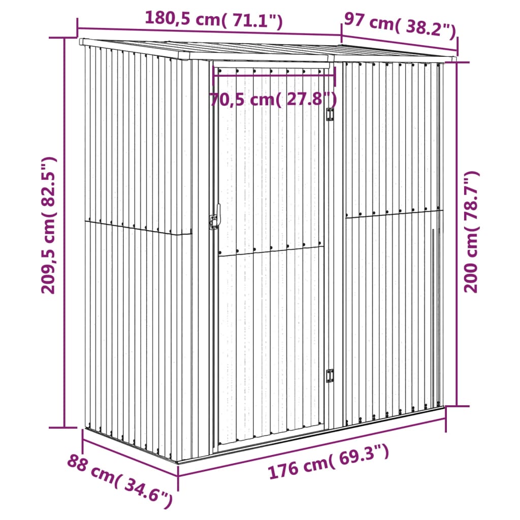 Tuinschuur 180,5X97X209,5 Cm Gegalvaniseerd Staal Groen