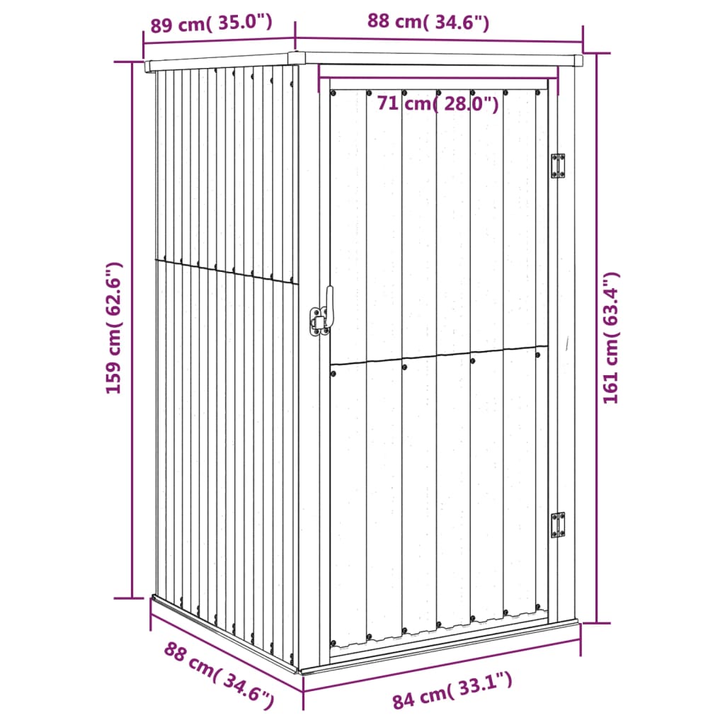 Tuinschuur 88x89x161 cm gegalvaniseerd staal bruin