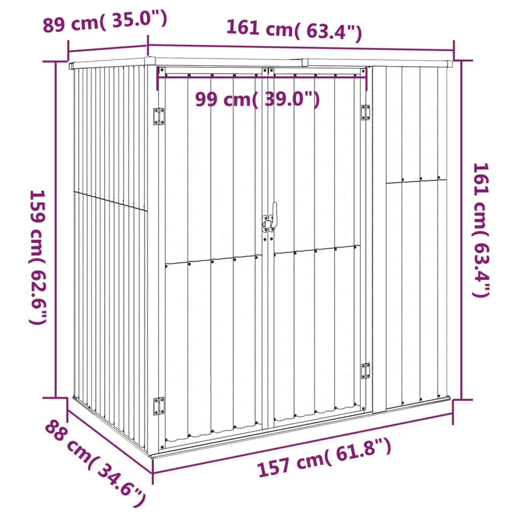 Tuinschuur Gegalvaniseerd Staal 161 x 89 x 161 cm Grijs