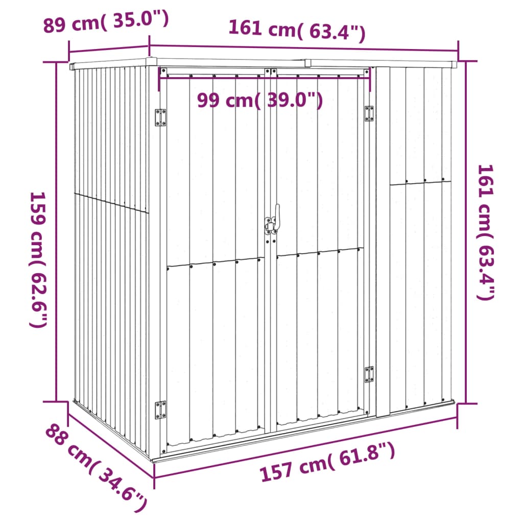 Tuinschuur Gegalvaniseerd Staal Kleurig 161 x 89 x 161 cm Antraciet