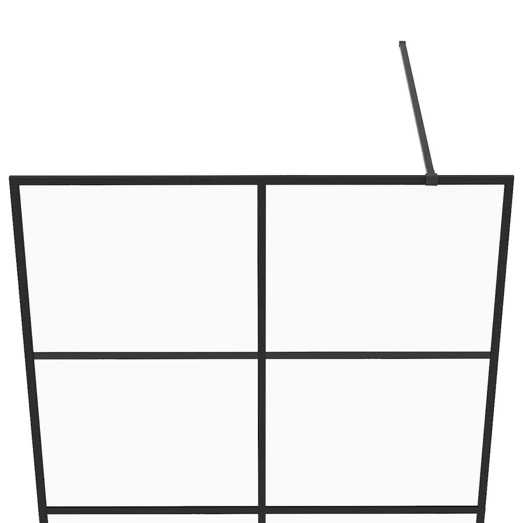 Inloopdouchewand 100X195 Cm Esg-Glas Transparant En Zwart 100 x 195 cm Doorzichtig