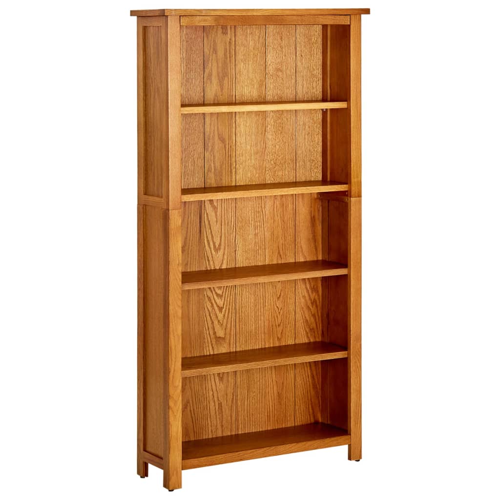 Boekenkast met 5 schappen 70x22x140 cm massief eikenhout