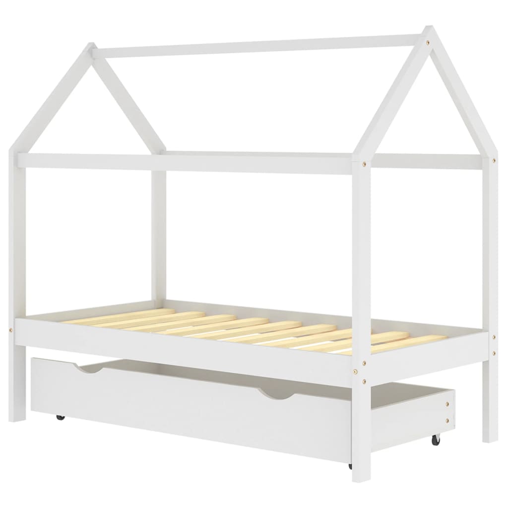 Kinderbedframe Met Lade Massief Grenenhout Wit 80X160 Cm 80 x 160 cm 1 lade