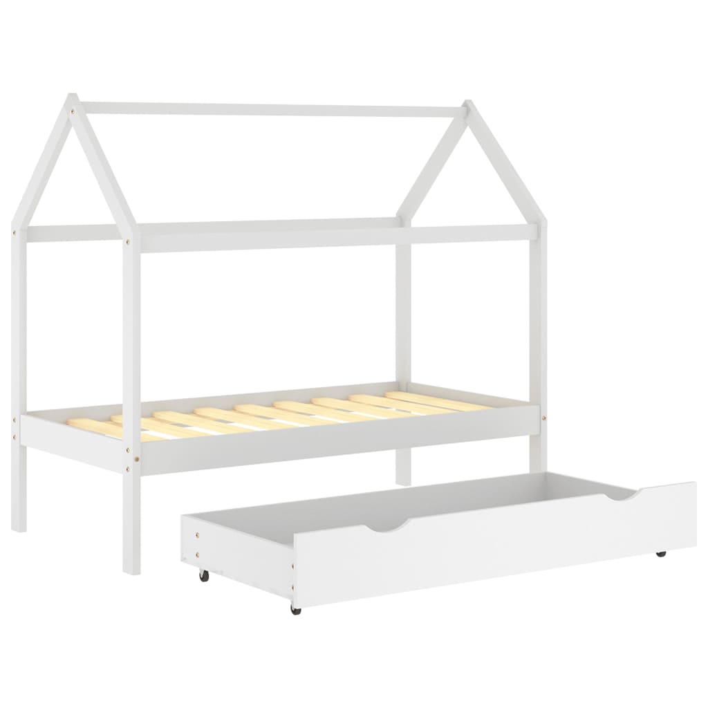 Kinderbedframe Met Lade Massief Grenenhout Wit 80X160 Cm 80 x 160 cm 1 lade