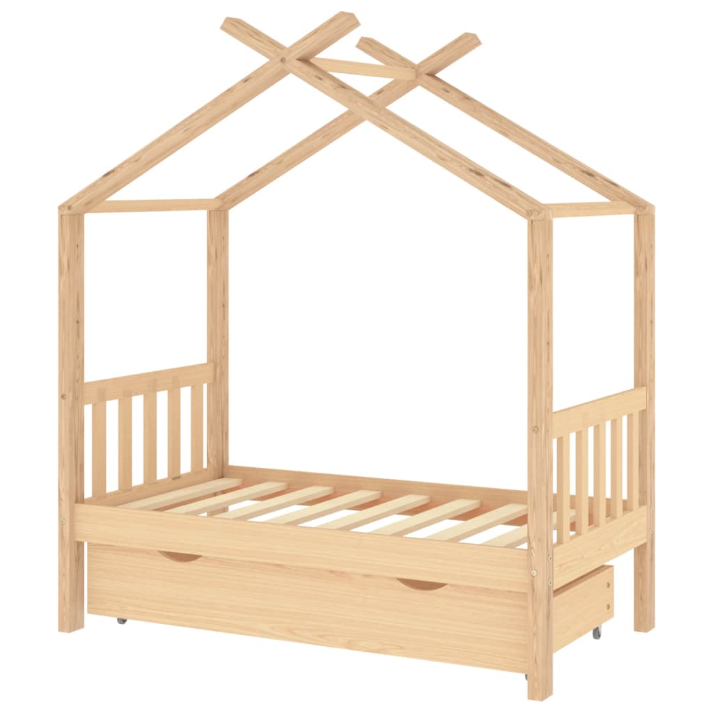 Kinderbedframe Met Lade Massief Grenenhout 70X140 Cm 70 x 140 cm Bruin 1 lade