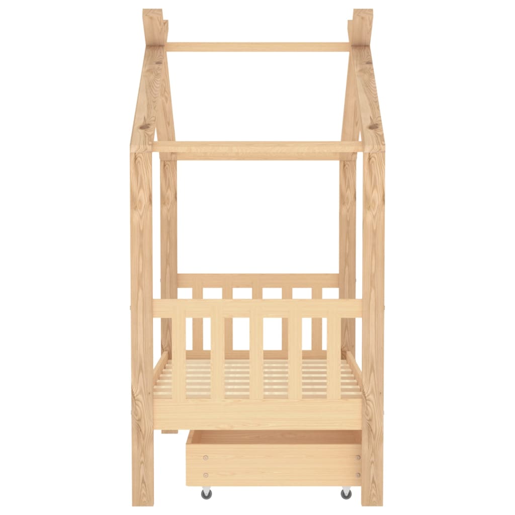 Kinderbedframe Met Lade Massief Grenenhout 70X140 Cm 70 x 140 cm Bruin 1 lade