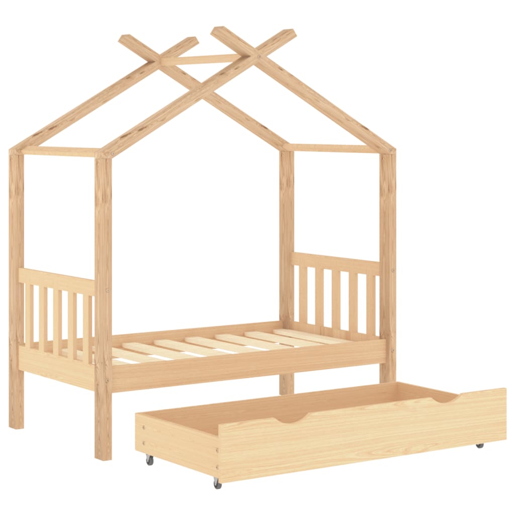 Kinderbedframe Met Lade Massief Grenenhout 70X140 Cm 70 x 140 cm Bruin 1 lade