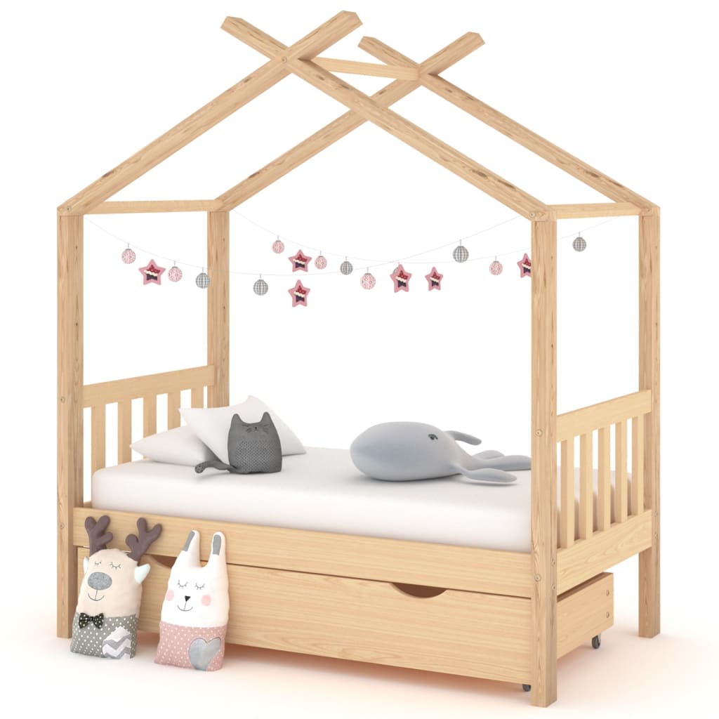 Kinderbedframe Met Lade Massief Grenenhout 70X140 Cm 70 x 140 cm Bruin 1 lade