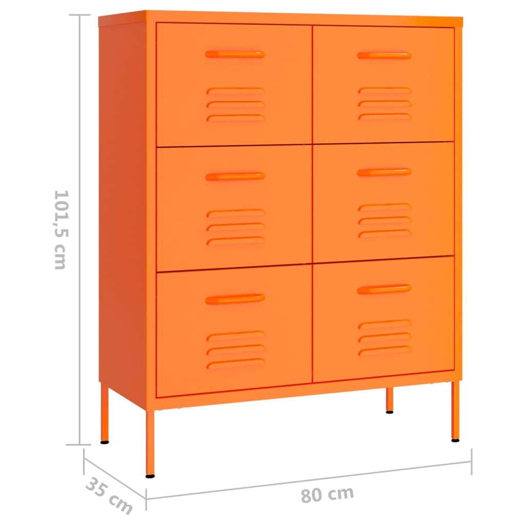 Ladekast 80x35x101,5 cm staal oranje