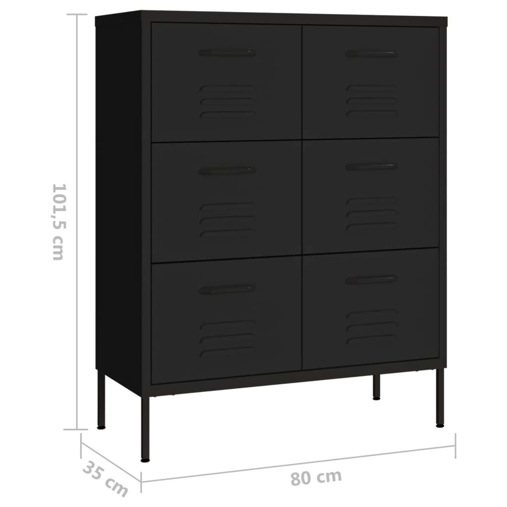 Ladekast 80x35x101,5 cm staal zwart