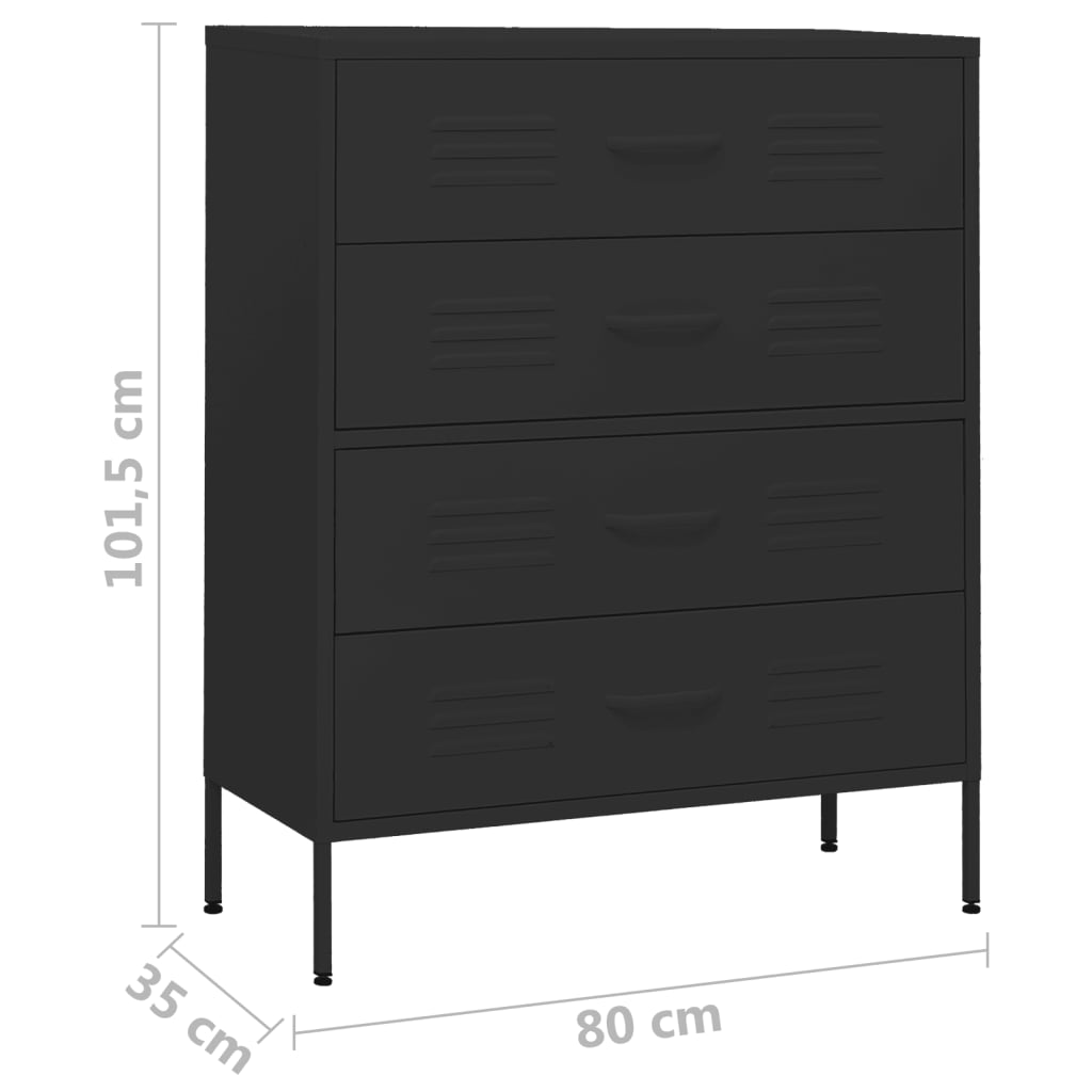 Ladekast 80X35X101,5 Cm Staal Zwart