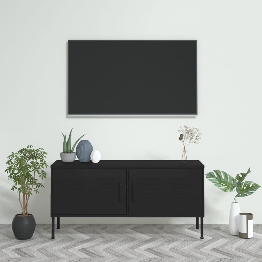 Tv-Meubel 05X35X50 Cm Staal Zwart