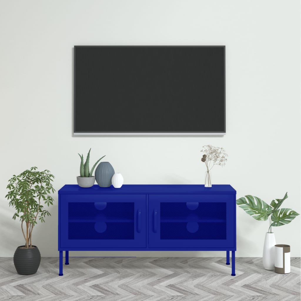 Tv-Meubel 05X35X50 Cm Staal Marineblauw