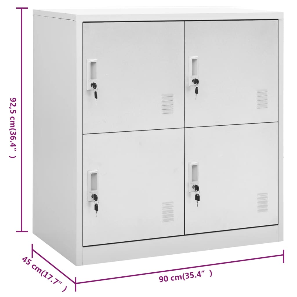 Lockerkast 90X45X92,5 Cm Staal Lichtgrijs