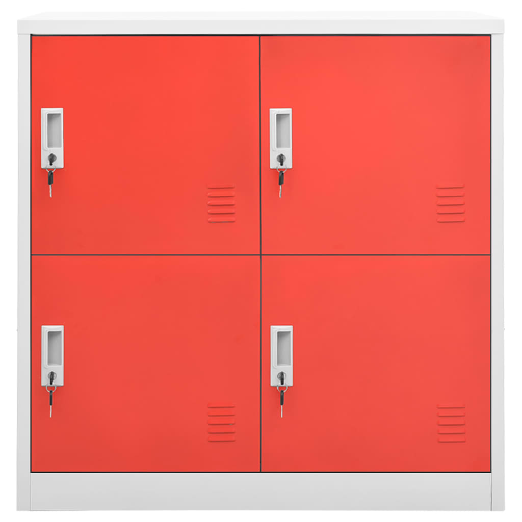 Lockerkast 90X45X92,5 Cm Staal Lichtgrijs En Rood 1 Met 4 lockers