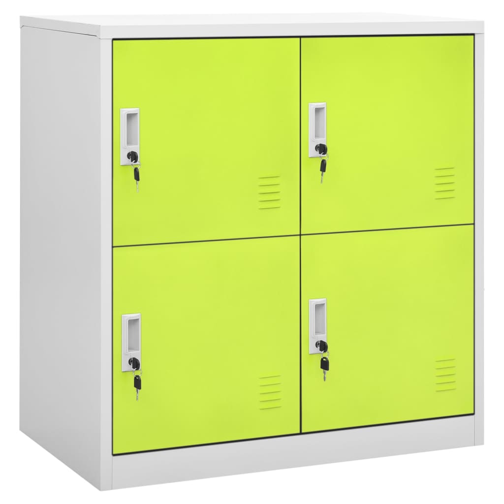 Lockerkast 90X45X92,5 Cm Staal Lichtgrijs En Groen 1 Met 4 lockers