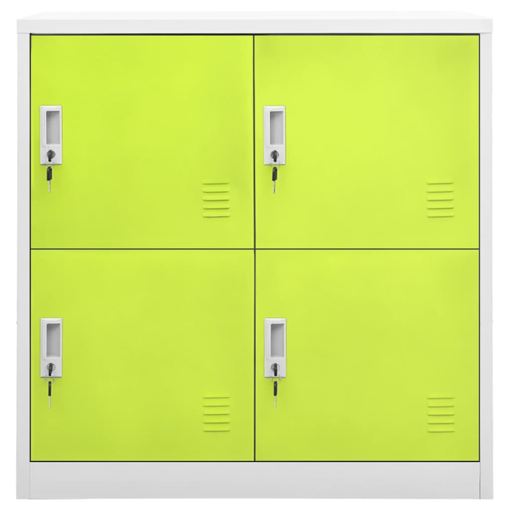 Lockerkast 90X45X92,5 Cm Staal Lichtgrijs En Groen 1 Met 4 lockers