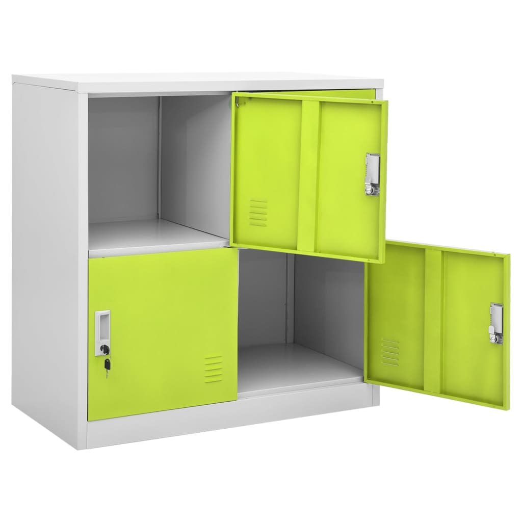 Lockerkast 90X45X92,5 Cm Staal Lichtgrijs En Groen 1 Met 4 lockers