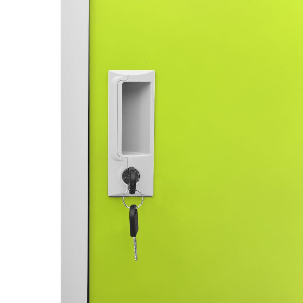 Lockerkast 90X45X92,5 Cm Staal Lichtgrijs En Groen 1 Met 4 lockers