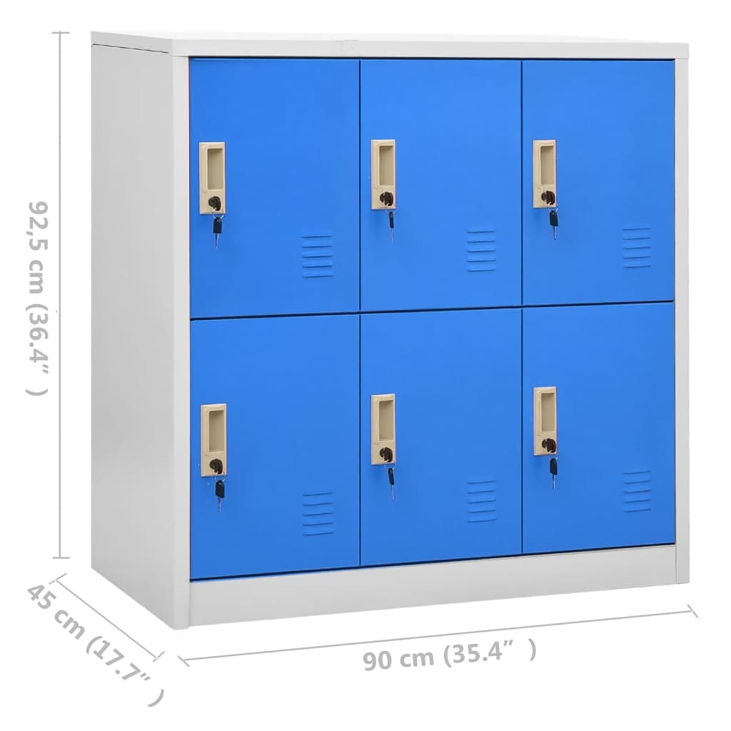 Lockerkast 90X45X92,5 Cm Staal Lichtgrijs En Blauw