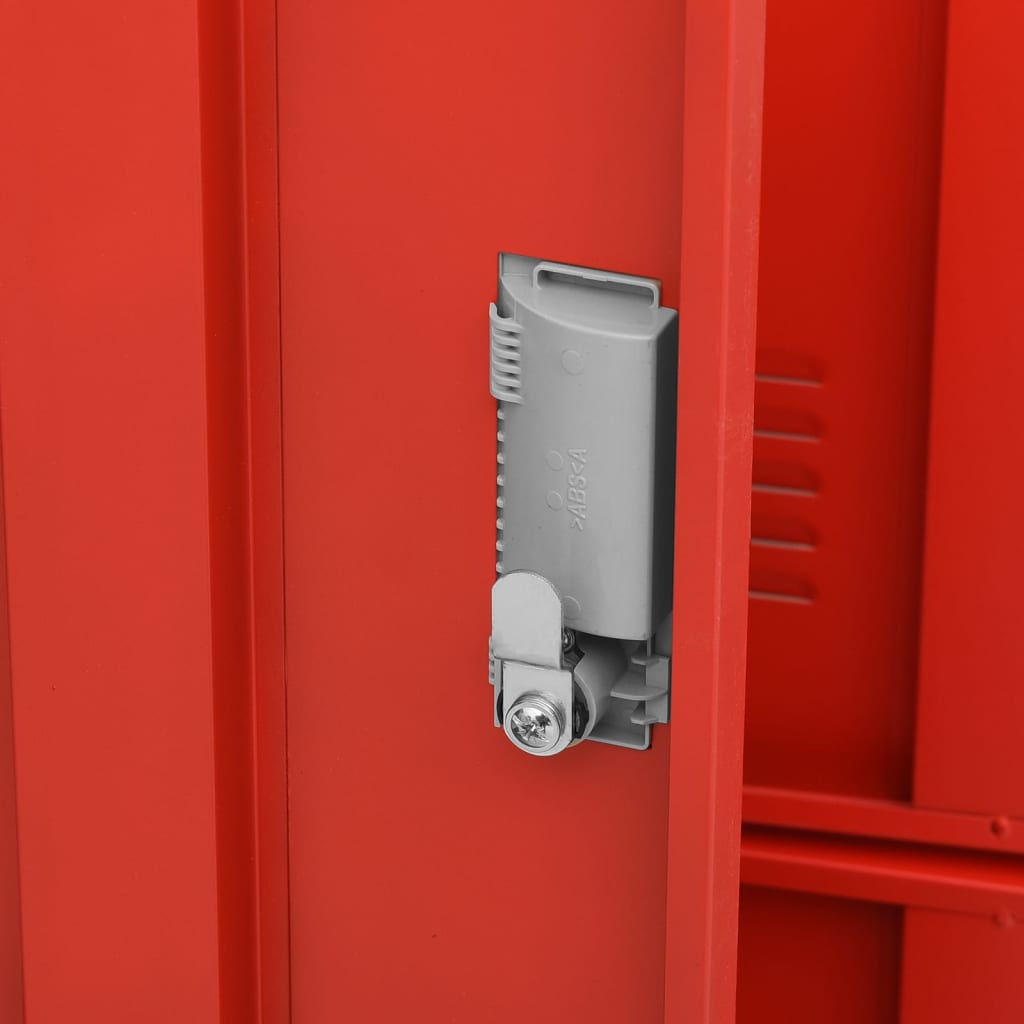 Lockerkast 90X45X92,5 Cm Staal Lichtgrijs En Rood 1 Met 6 lockers