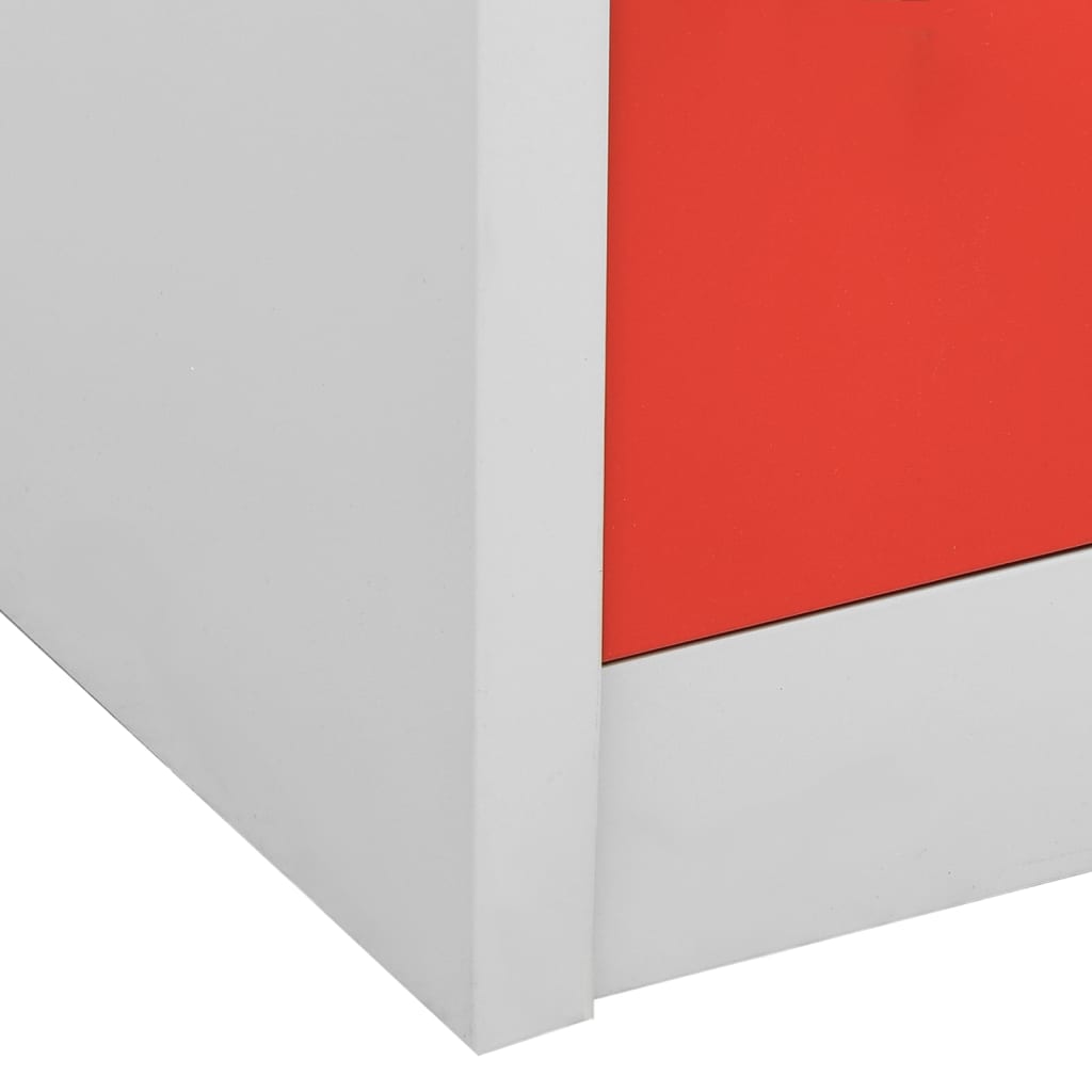 Lockerkast 90X45X92,5 Cm Staal Lichtgrijs En Rood 1 Met 6 lockers