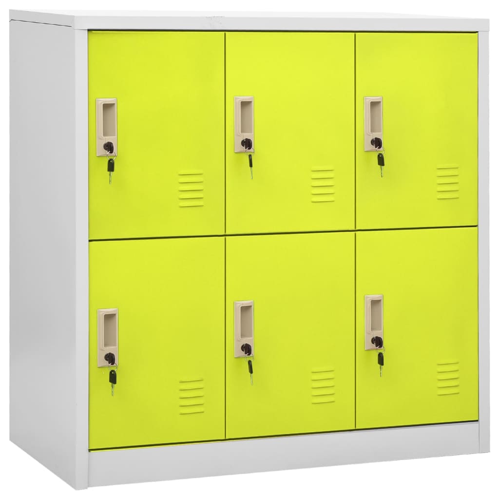 Lockerkast 90X45X92,5 Cm Staal Lichtgrijs En Groen 1 Met 6 lockers