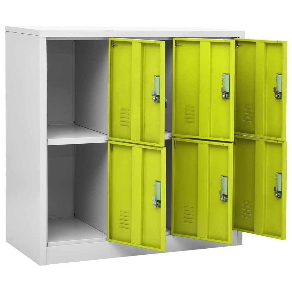 Lockerkast 90X45X92,5 Cm Staal Lichtgrijs En Groen 1 Met 6 lockers