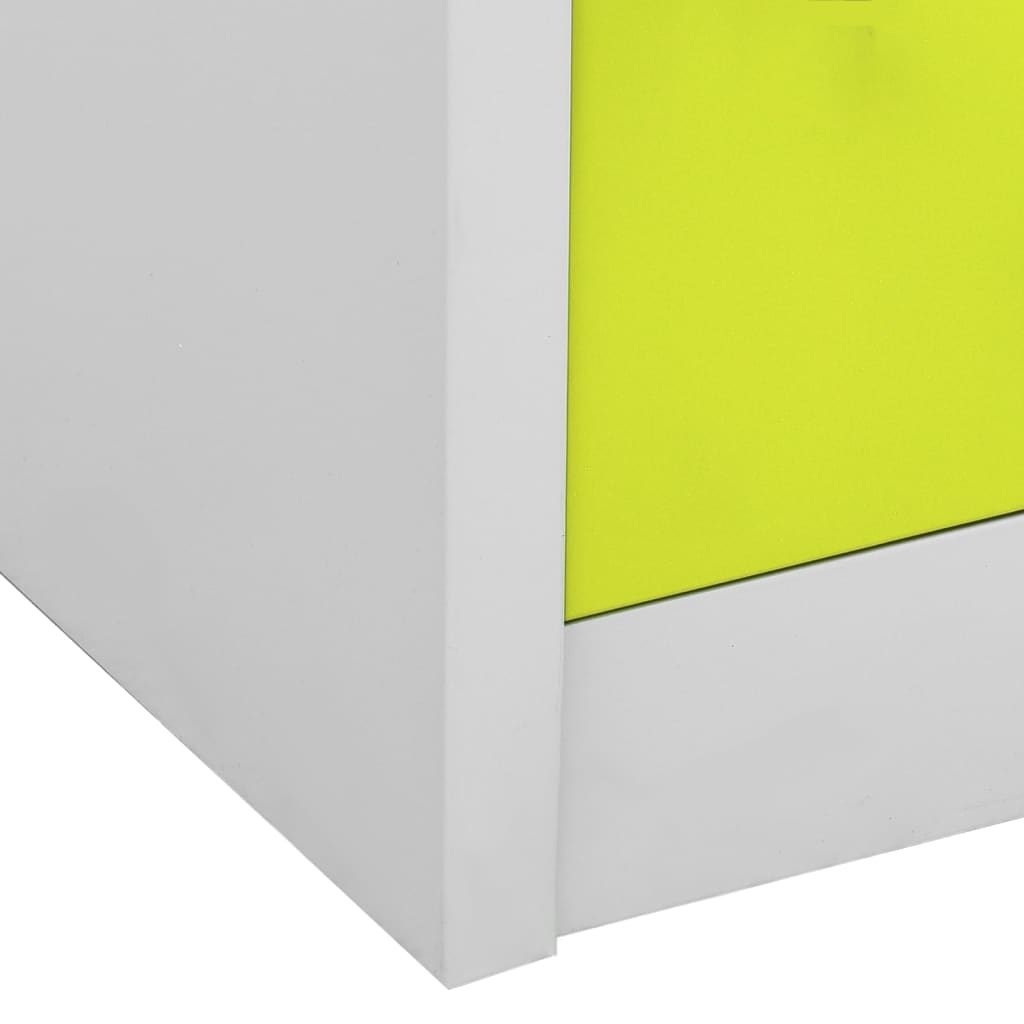 Lockerkast 90X45X92,5 Cm Staal Lichtgrijs En Groen 1 Met 6 lockers