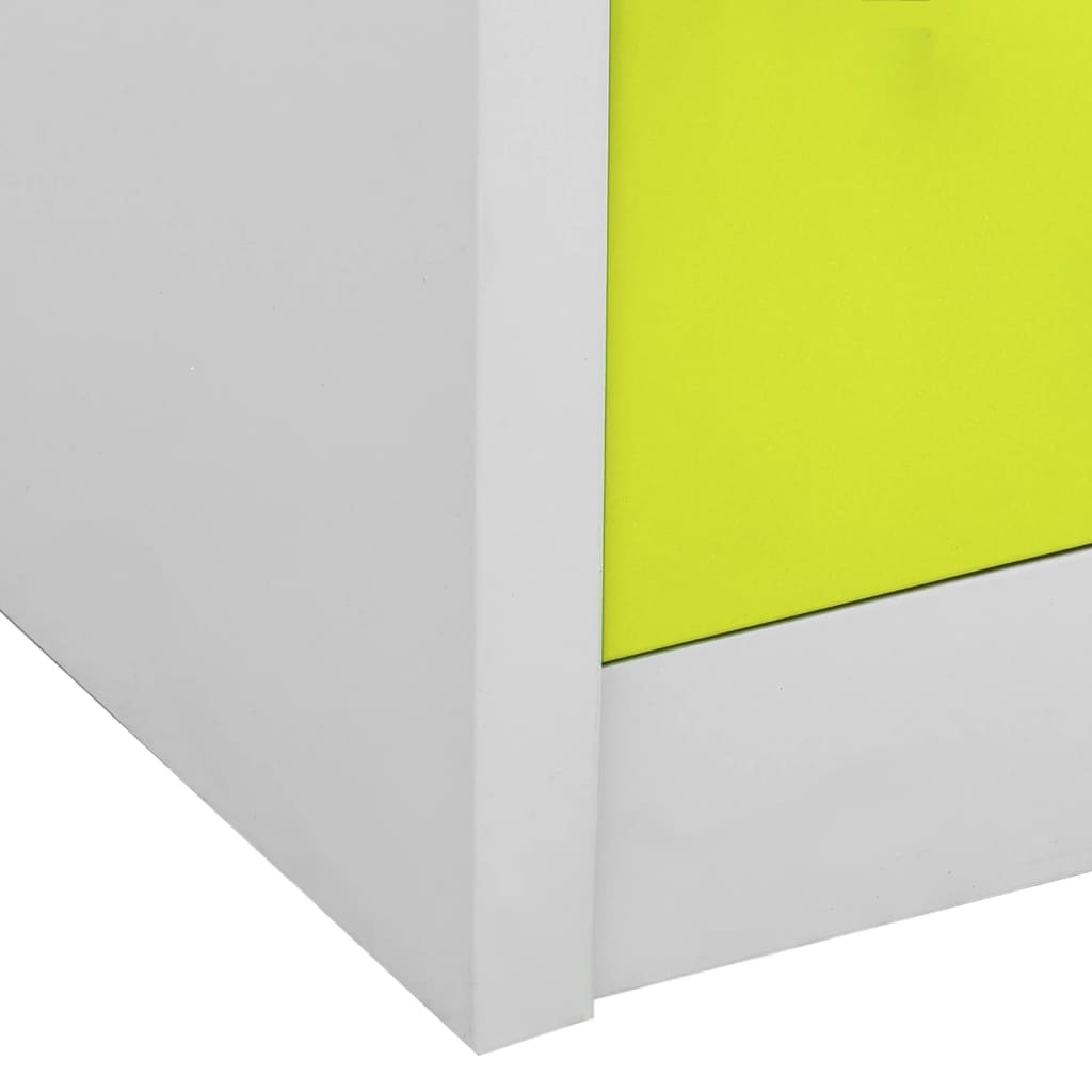 Lockerkast 90X45X92,5 Cm Staal Lichtgrijs En Groen 1 Met 9 lockers