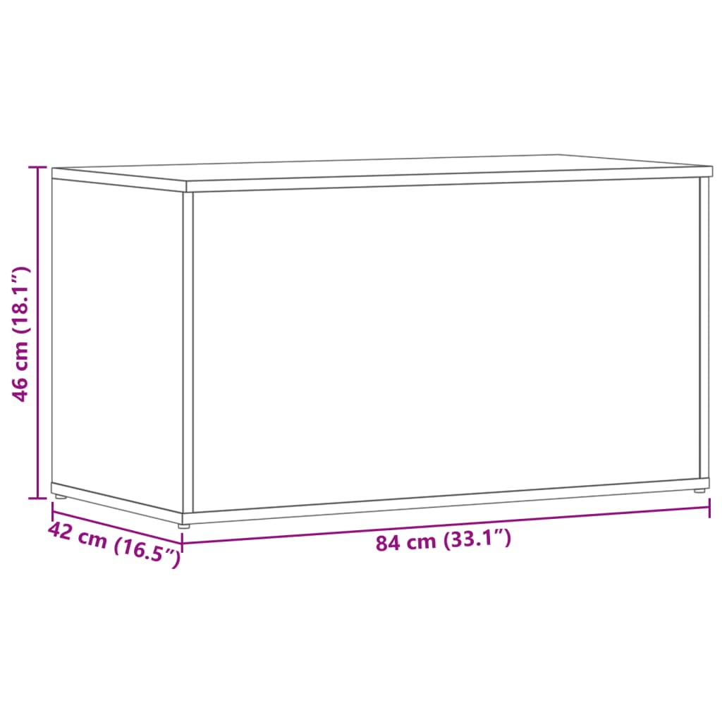 Opbergkist 84x42x46 cm bewerkt hout zwart