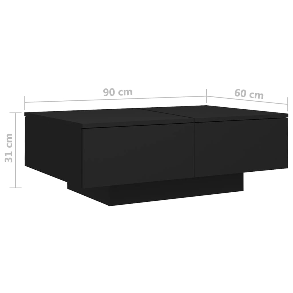 Salontafel 90x60x31 cm bewerkt hout zwart