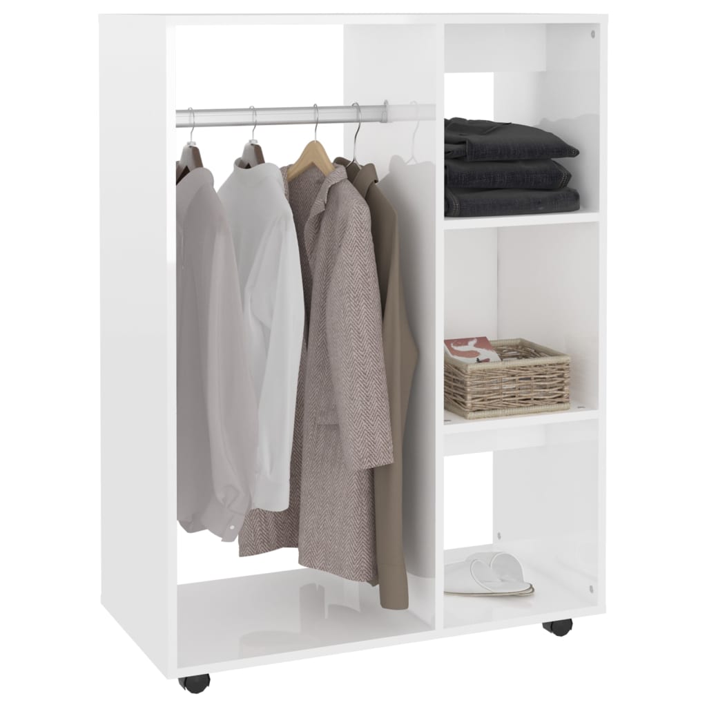 Kledingkast 80x40x110 cm bewerkt hout hoogglans wit