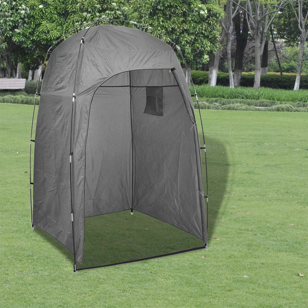 Kampeertoilet Met Tent Draagbaar 10 + 10 L Grijs